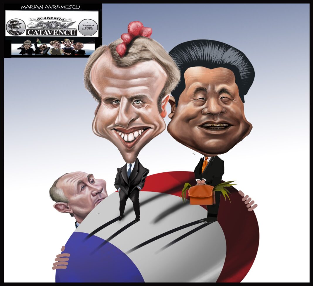 Emmanuel Macron și Xi Jinping la depunere jurământ Vladimir Putin